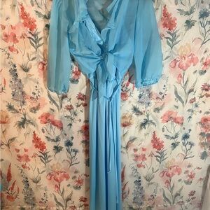 Vintage Elegant Blue Women's Dress